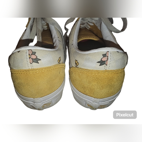 Women's Vans Size 9.5 Floral Suede Mustard Color - Picture 5 of 12